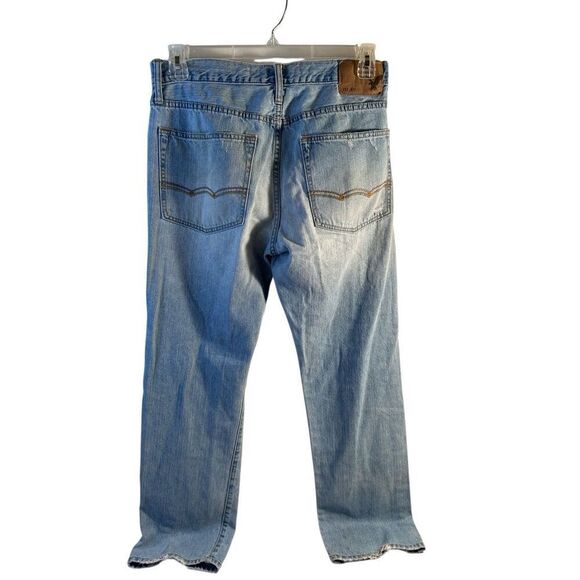 American eagle 31x32 relaxed straight jeans light denim distressed #54485 - Picture 1 of 9